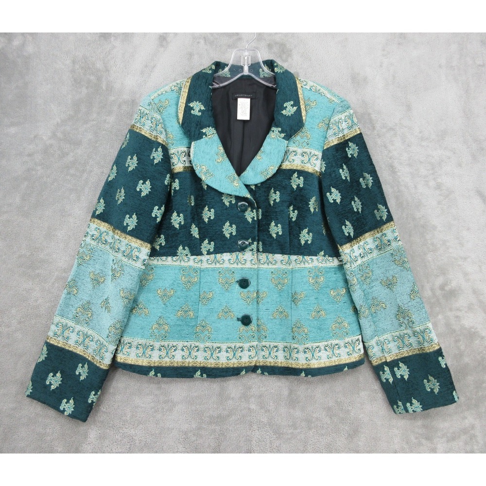 Courtenay Jacket Womens Size 12 Tapestry Damask Floral Tweed Artsy Office Career